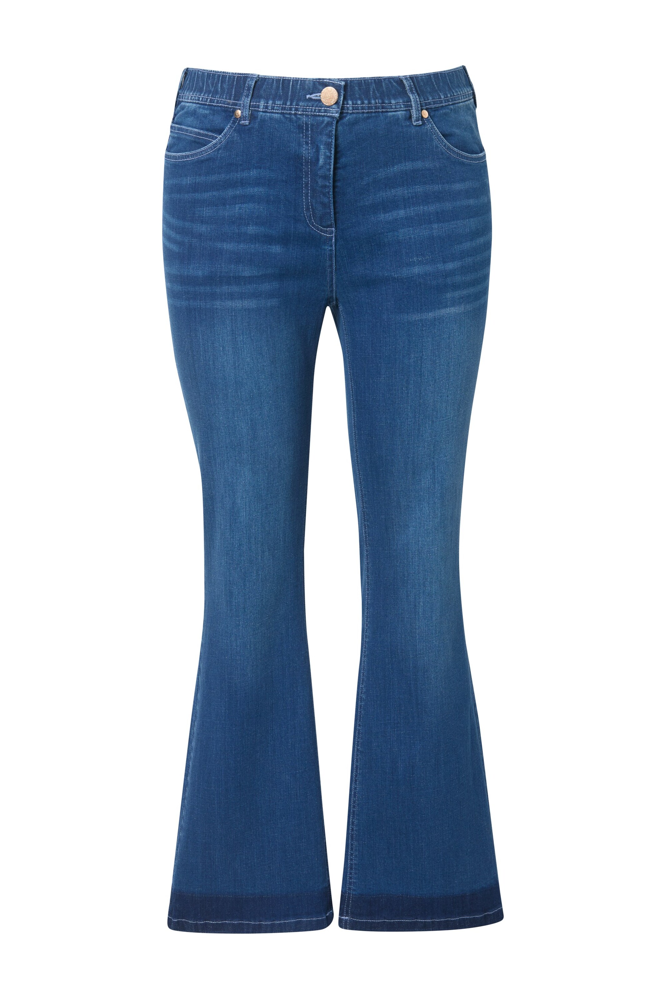 Ulla Popken Flared Jeans in Blauw: voorkant