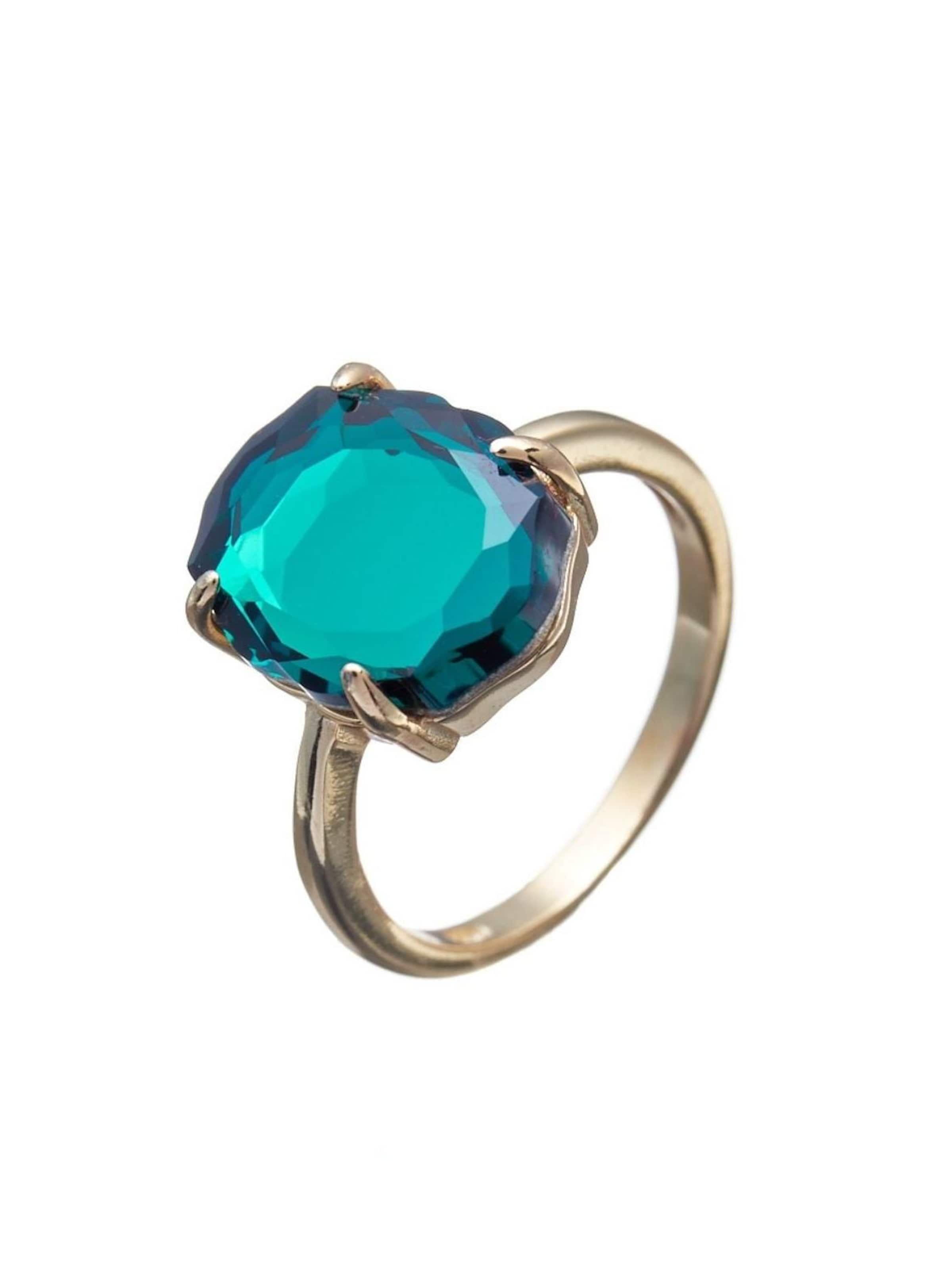 THE GEM STORIES JEWELRY - Anillo 'Emerald Baroque Ring - Gold' en verde: frente