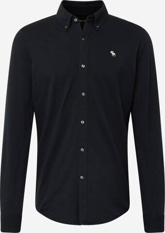 Abercrombie & Fitch Slim fit Button Up Shirt in Black: front