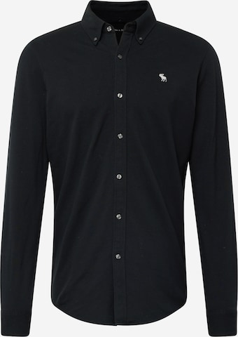 Abercrombie & Fitch Slim fit Overhemd in Zwart: voorkant