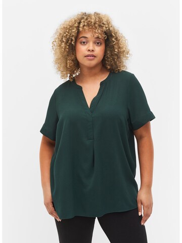 Camicia da donna 'Vanni' di Zizzi in verde: frontale