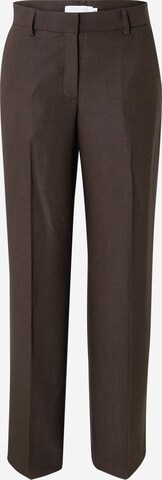 Coster Copenhagen Loose fit Trousers with creases 'Petra' in Brown: front