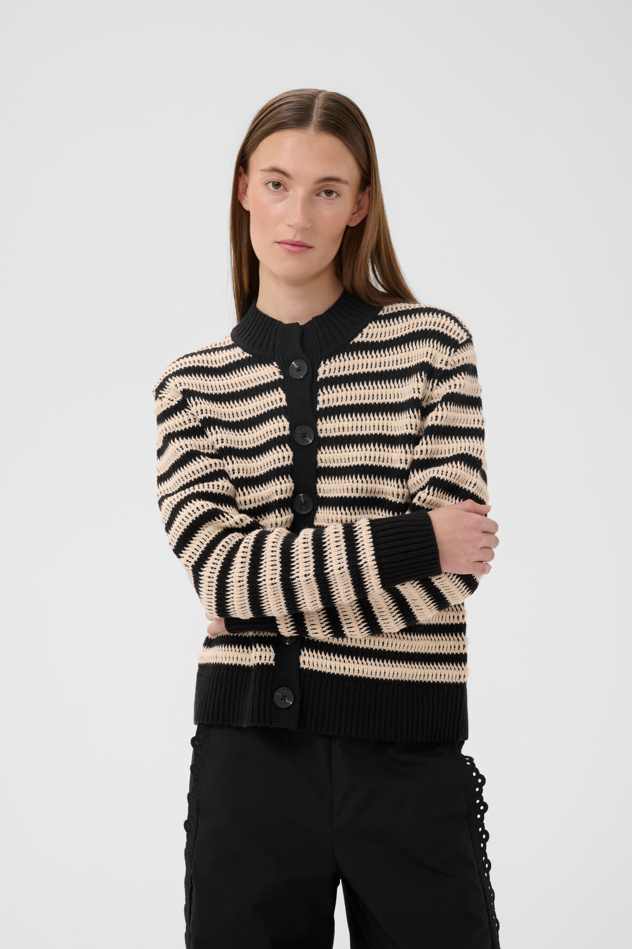 InWear Knit Cardigan in Black: front