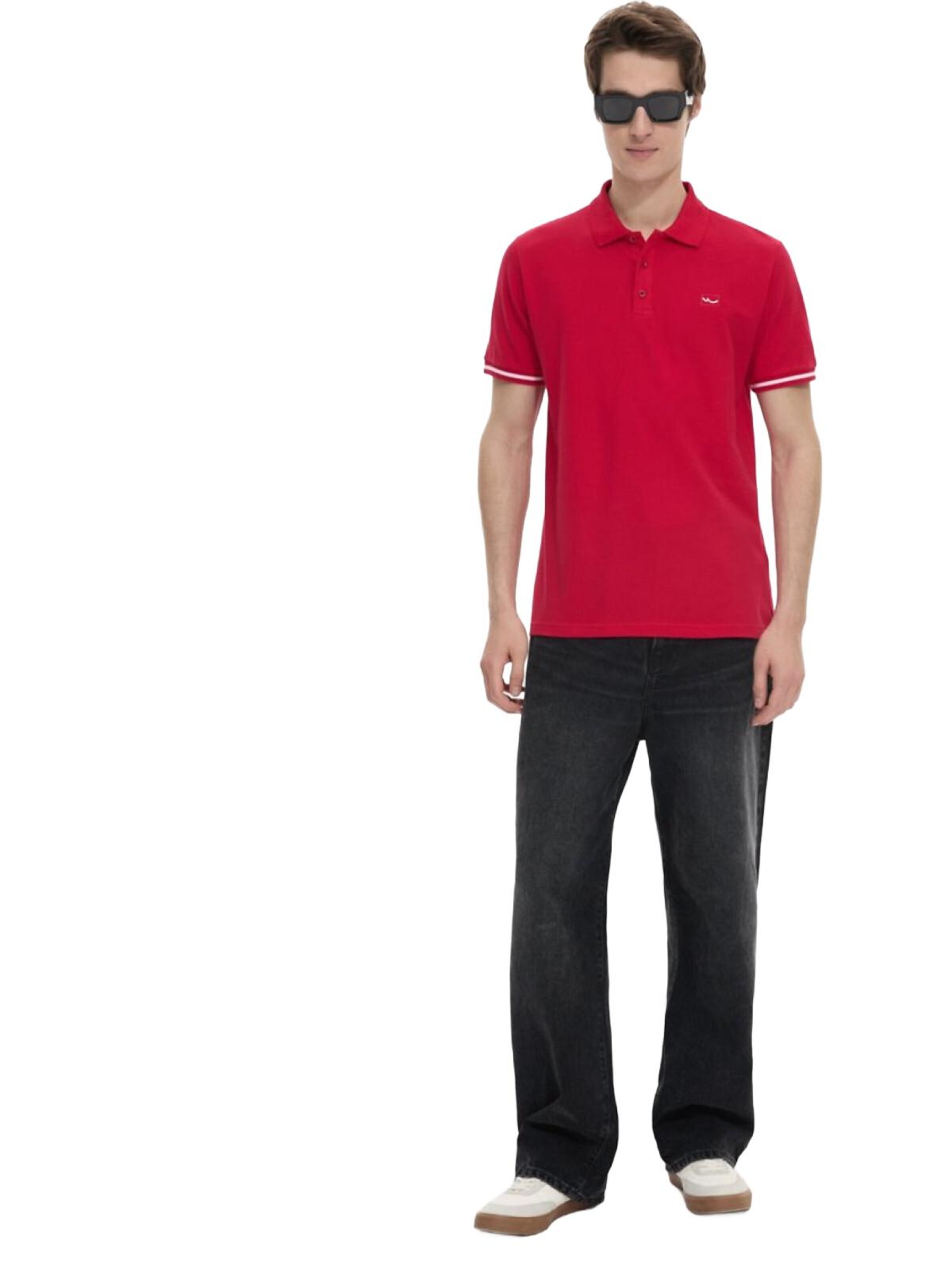 LTB Jeans Shirt 'LTB Jeans Herren-Polohemd mit Knöpfen' in Red: front