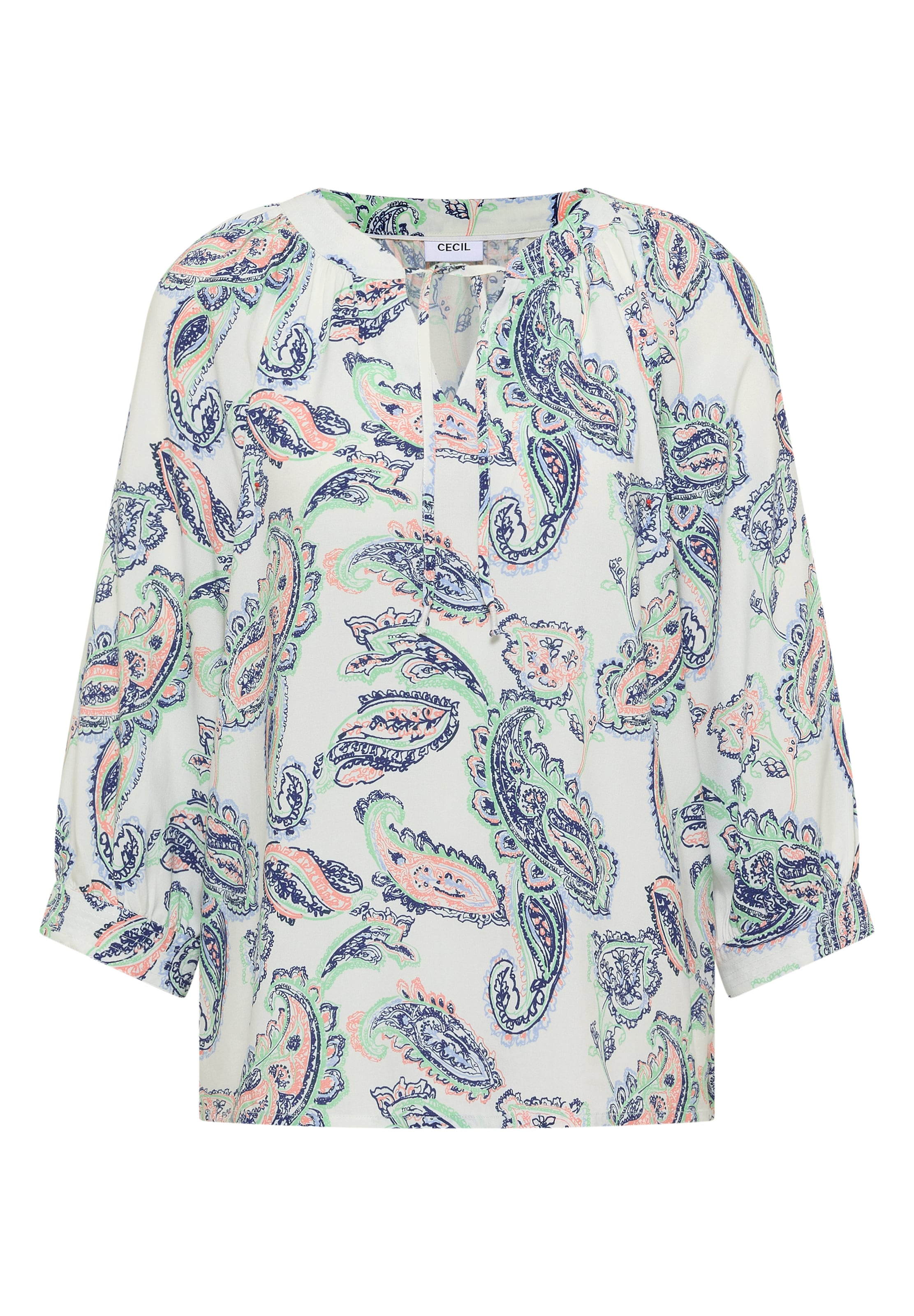 CECIL 3/4-Arm Tunika mit Split Neck und Print in Weiß: Vorderseite