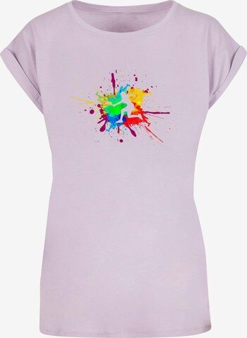 Merchcode Shirt 'Color Splash Player' in Lila: voorkant