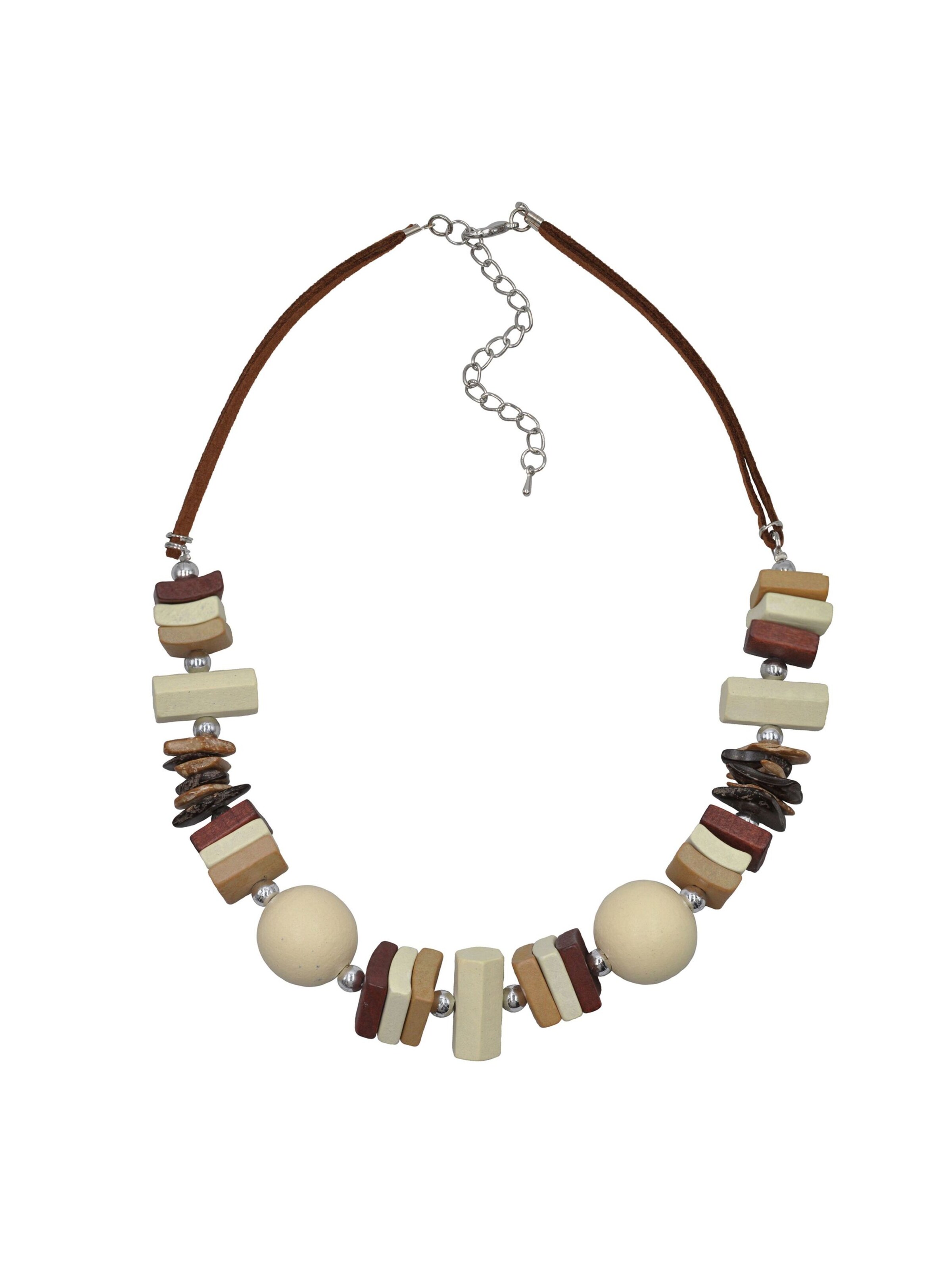 Steuer Kette in beige / braun / dunkelbraun / silber, Produktansicht