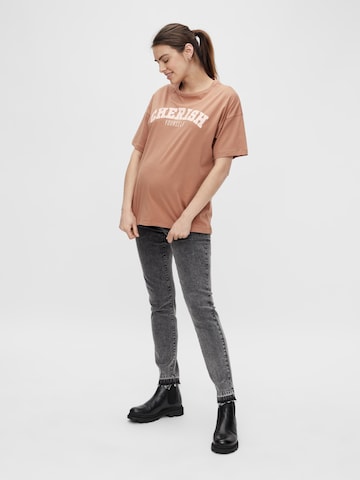 MAMALICIOUS T-Shirt 'Cherish' in Braun