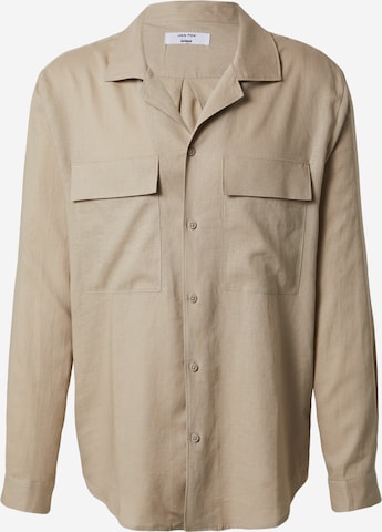 DAN FOX APPAREL Comfort fit Button Up Shirt 'Luis' in Beige: front