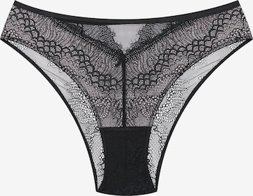 ESOTIQ - Panti 'Slip Bonjour, feine Spitze, ornamentales Muster, transparent' en negro: frente