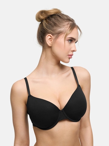 cfab by creamy fabrics T-shirt Bra 'Baumwoll T-Shirt-BH mit Bügel' in Black