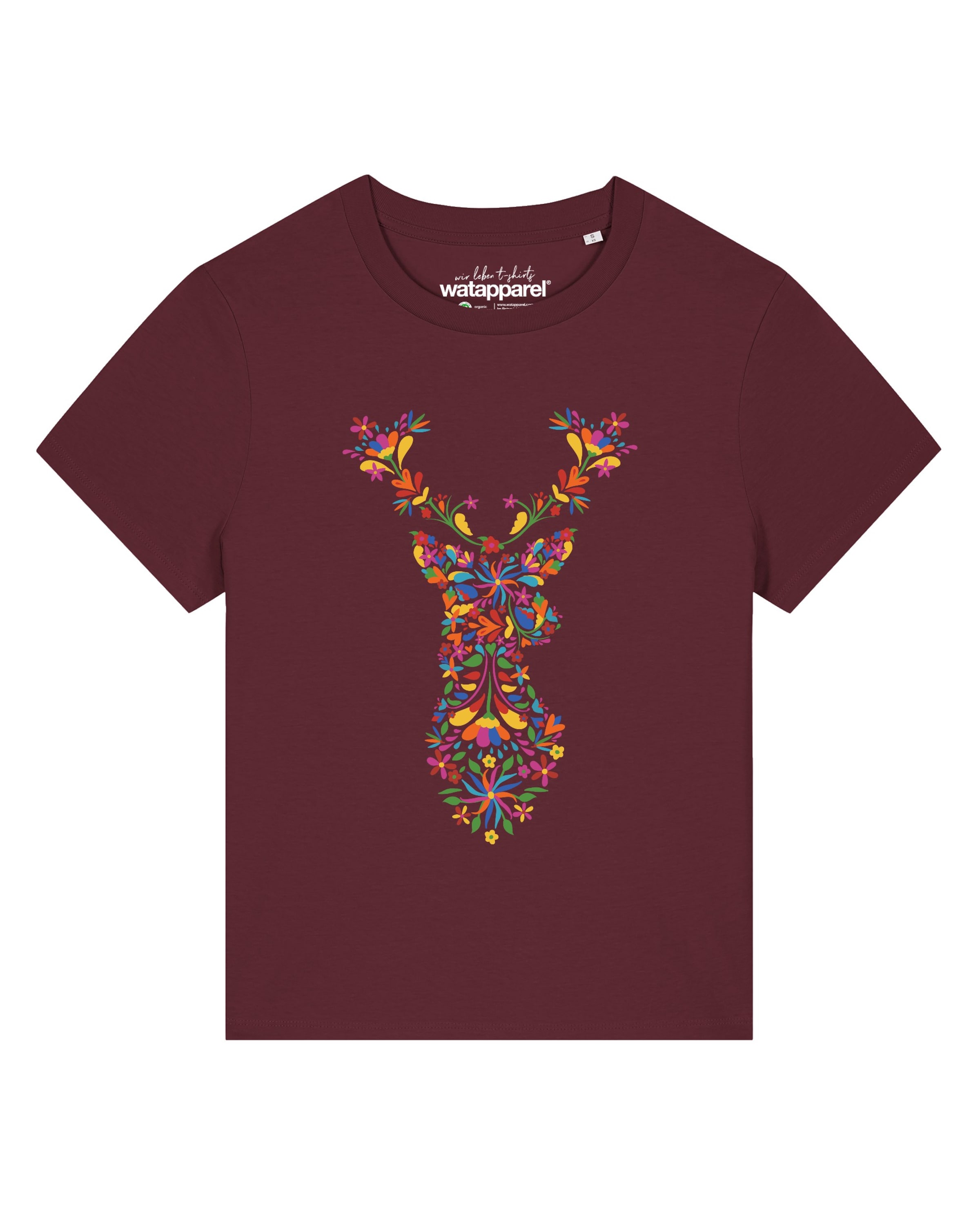 Watapparel T-Shirt 'Floral Deer' in Rot: Vorderseite