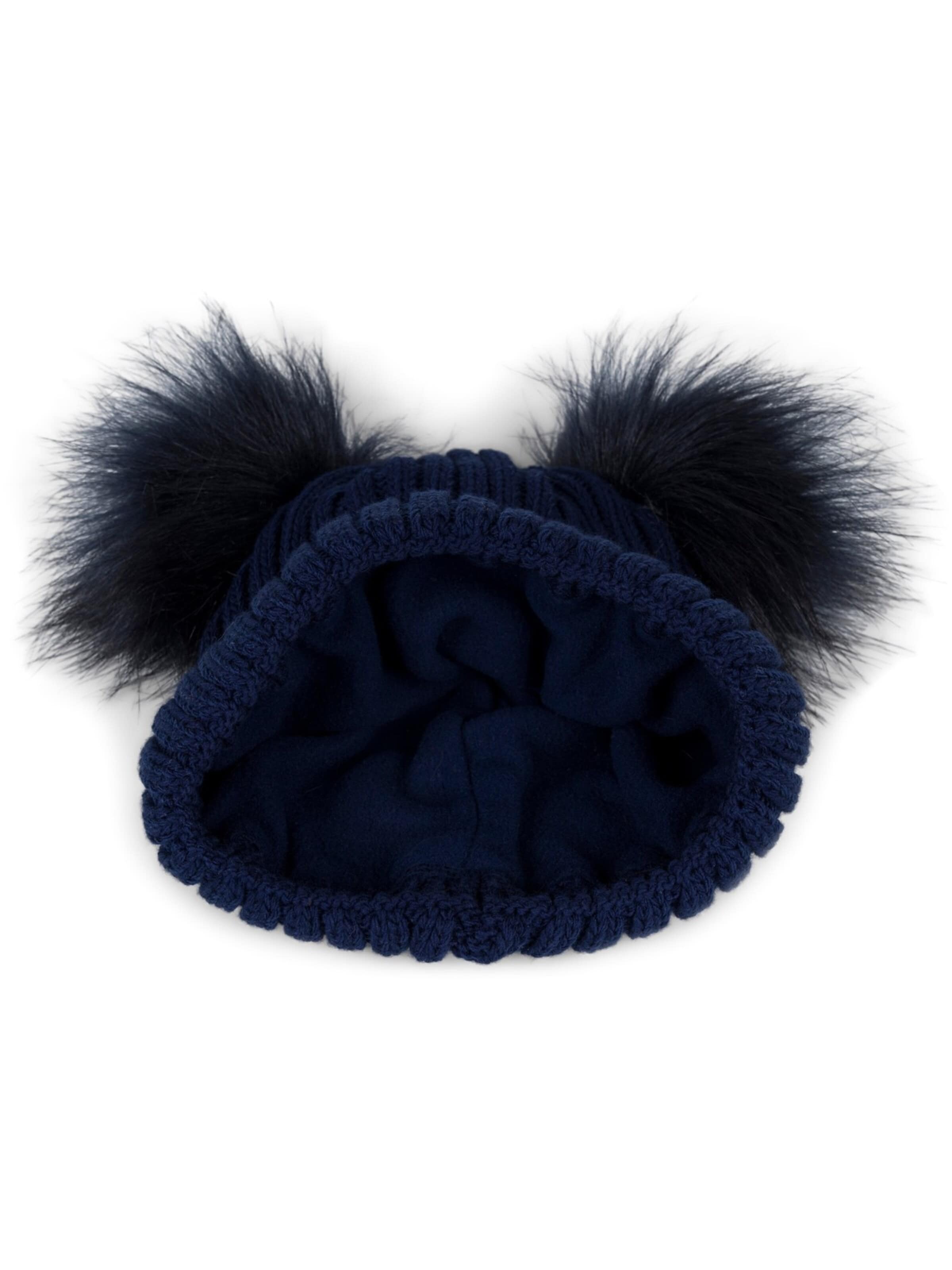 styleBREAKER Beanie 'Kinder Bommelmütze mit zwei Bommel' in Blue