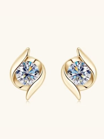 ROUGEMONT Jewellery Ohrringe 'Funkelnde Moissanit Ohrstecker aus 925 sterling Silber mit Echtheitszertifikat'‌‌‌ in Gold: Vorderseite