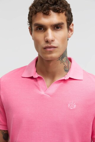 CMPD Kurzarmpolo aus Pikee mit Logostick in Pink