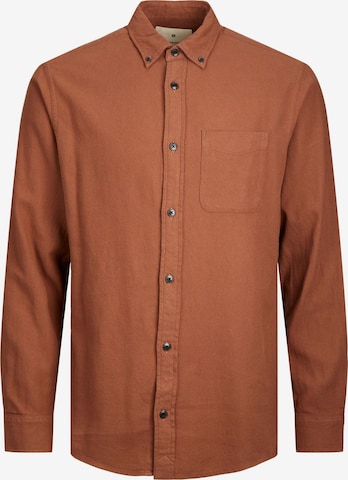 JACK & JONES Regular fit Button Up Shirt 'BROOK' in Brown: front
