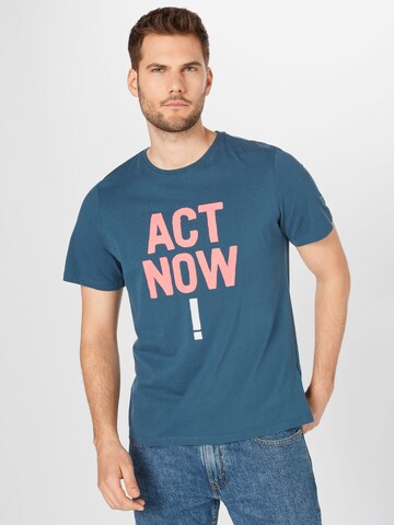 Tricou 'BAUME ACT NOW' de la ECOALF pe albastru: față