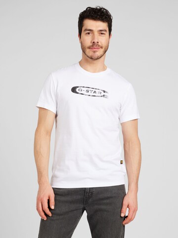 G-Star RAW T-shirt 'Distressed old school' i vit: framsida