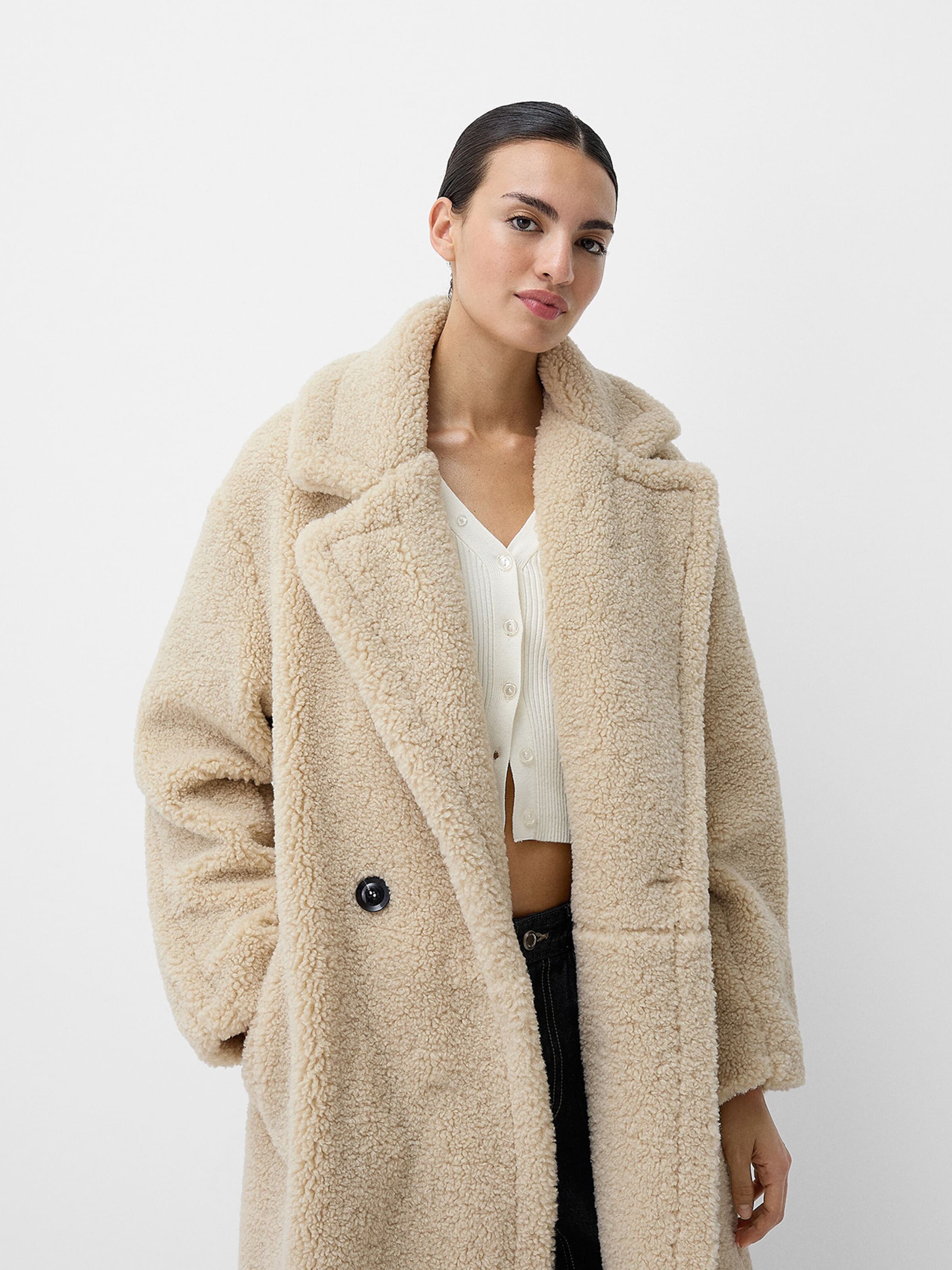Bershka Between Seasons Coat in Ecru ABOUT YOU