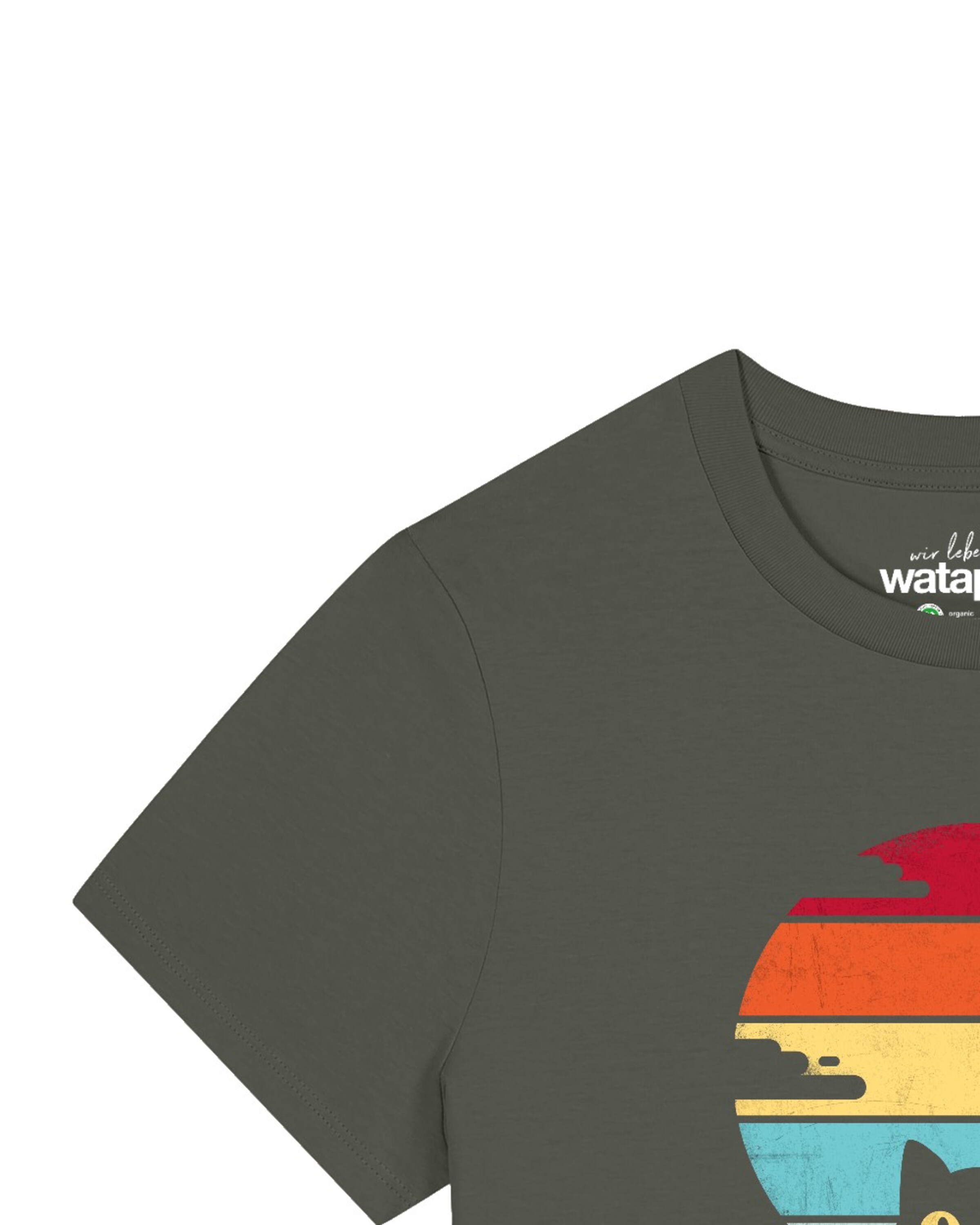 Watapparel Shirt ' Retro Sunset Cat ' in Green