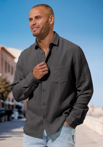 BEACH TIME Regular Fit Hemd in Grau: Vorderseite