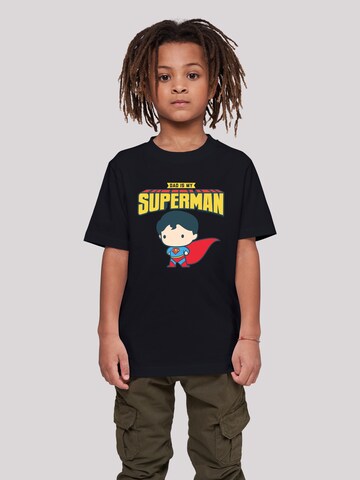 F4NT4STIC Shirt 'DC Comics Superman My Dad Is My Hero' in Zwart: voorkant