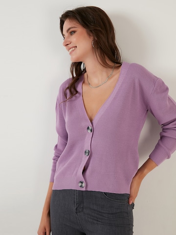 LELA Knit Cardigan in Purple