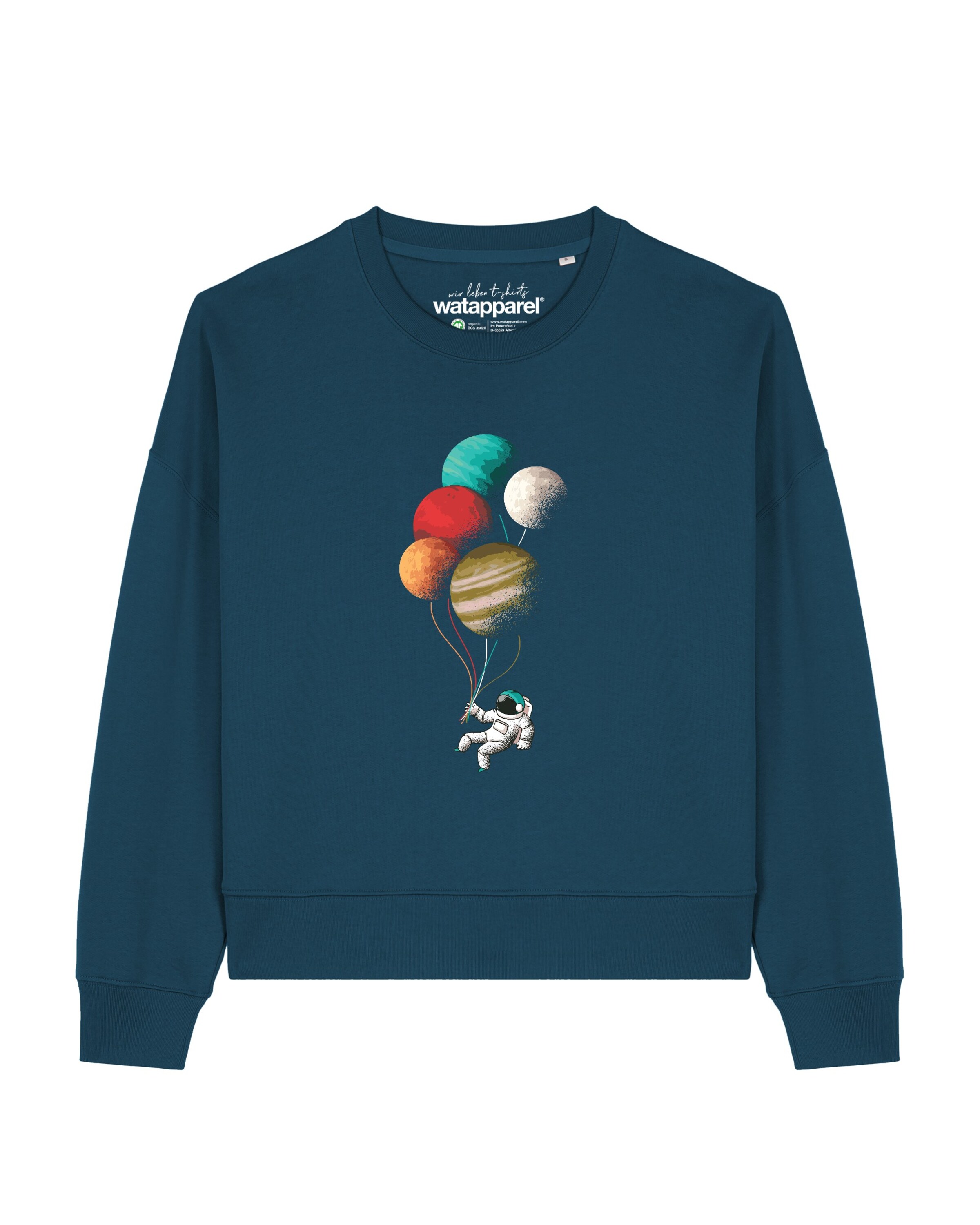 Felpa ' Balloon Spaceman ' di Watapparel in verde: frontale