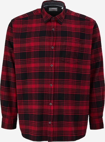 s.Oliver Men Big Sizes Button Up Shirt in Red: front