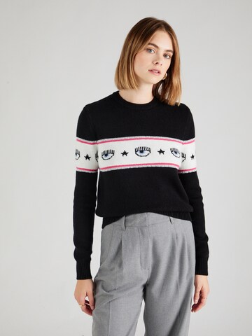 Pullover 'MAGLIERIA' di Chiara Ferragni in nero: frontale