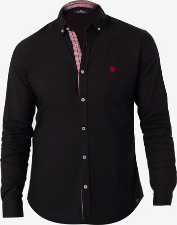Jimmy Sanders Slim fit Button Up Shirt in Black: front
