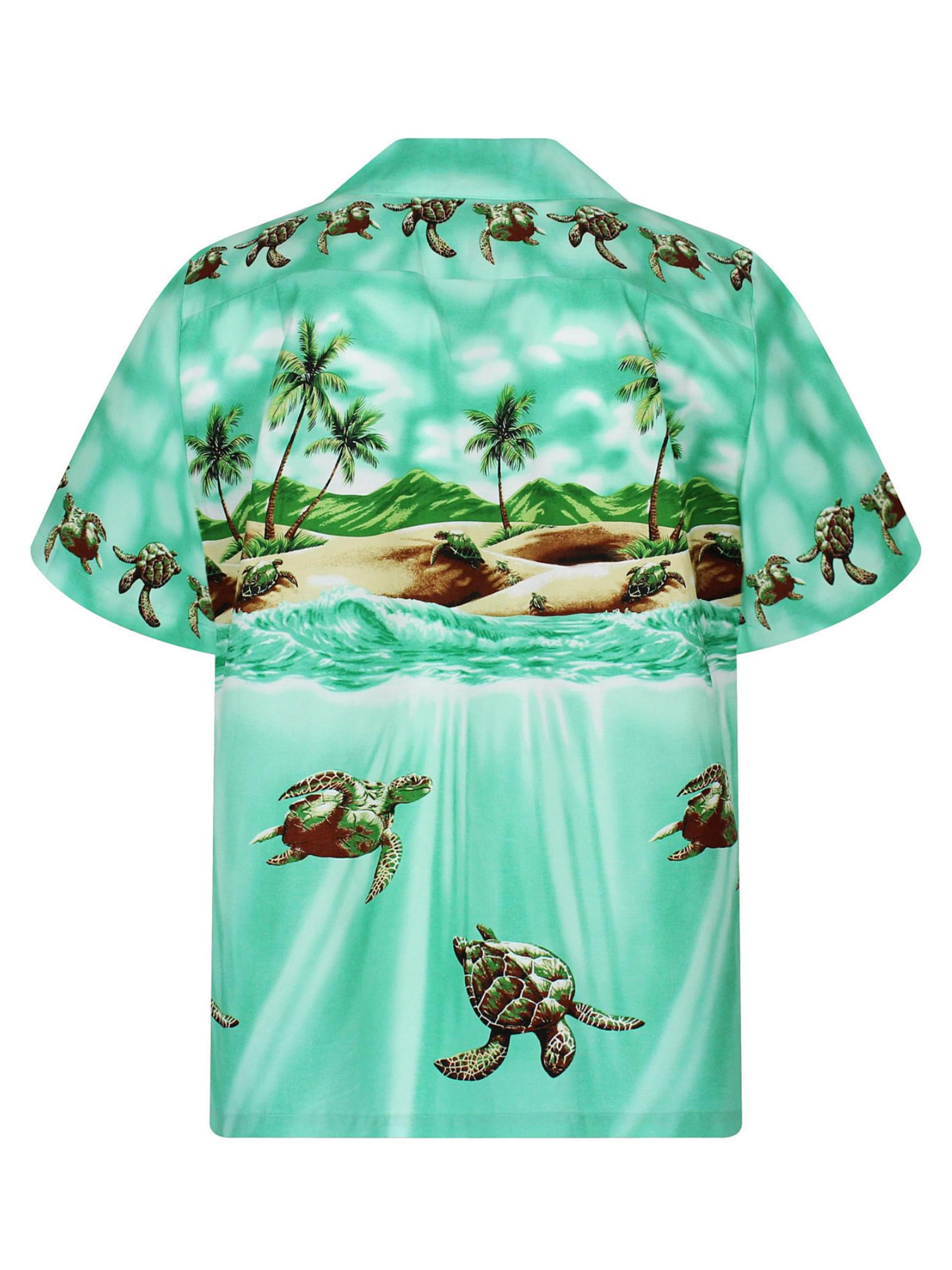 KY's Regular fit Button Up Shirt 'Turtle OLD' in Green