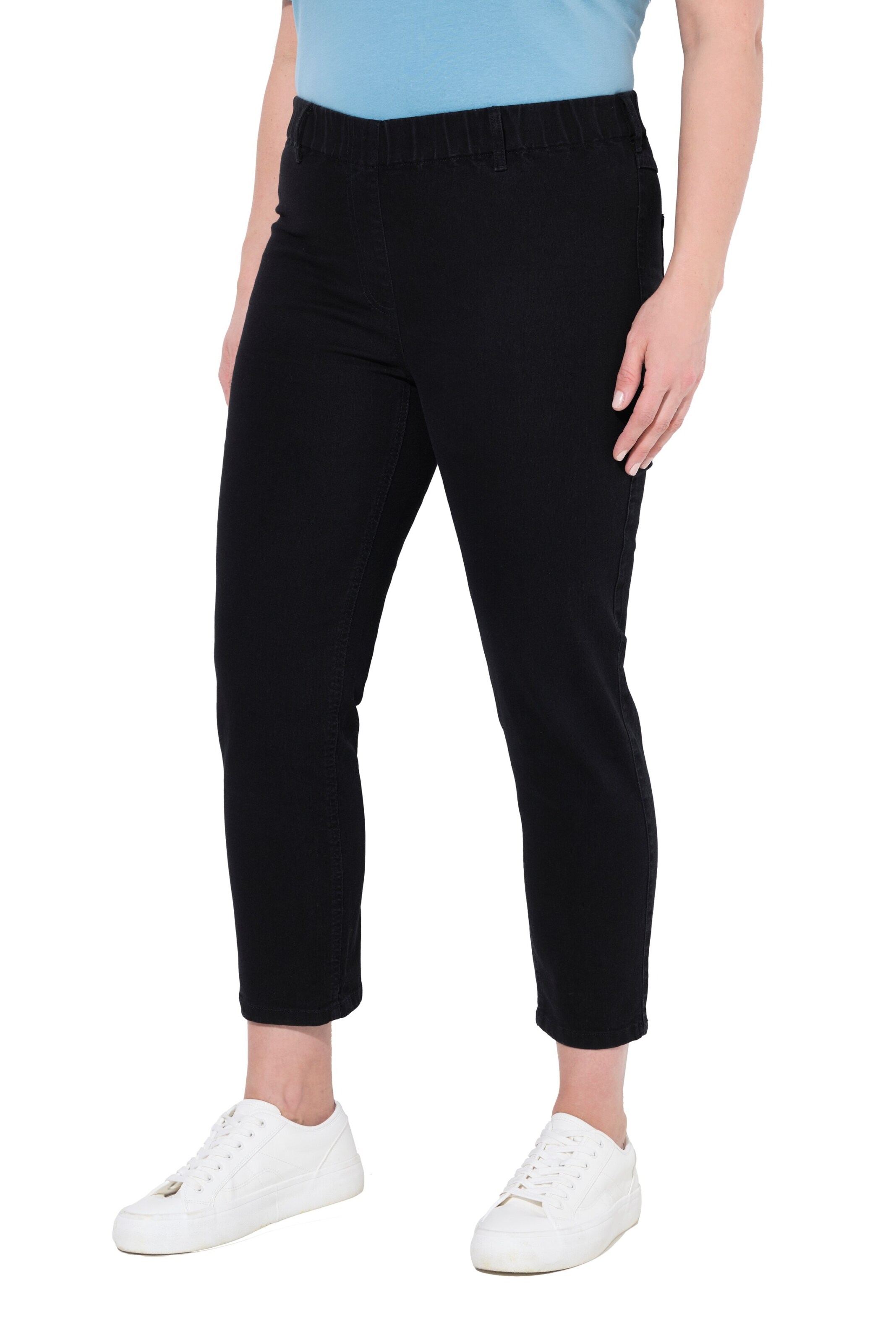 Ulla Popken Slimfit Jeggings in Zwart: voorkant