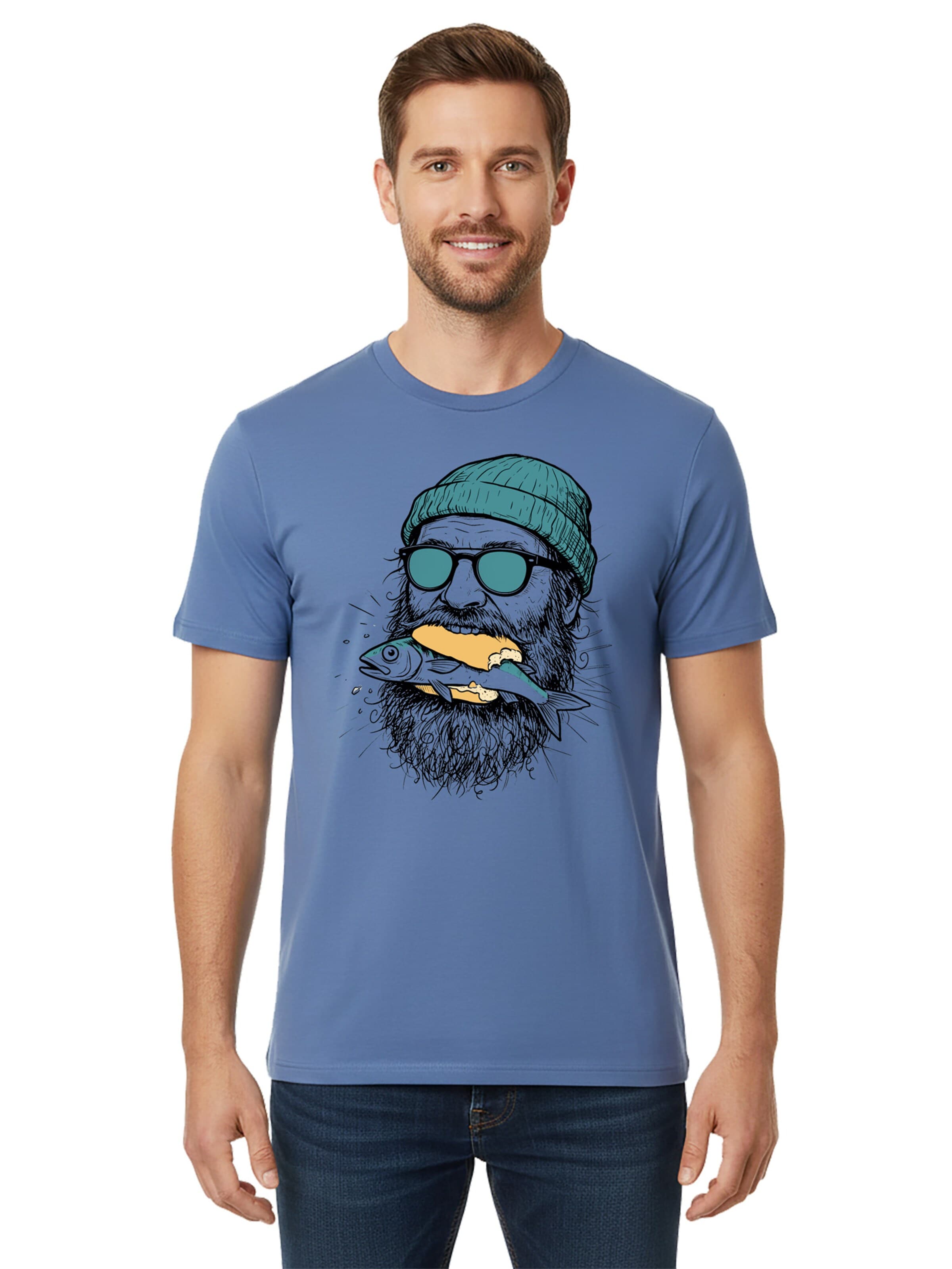 karlskopf Shirt 'FISCHFUTTER' in Blue