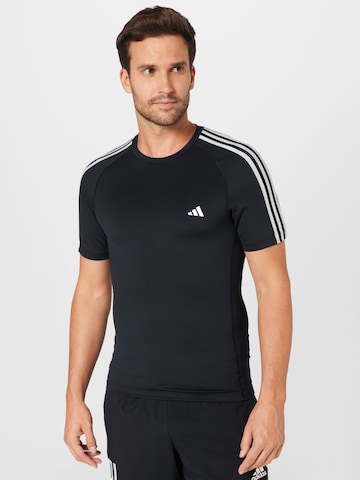 T-Shirt fonctionnel 'Techfit 3-Stripes ' ADIDAS PERFORMANCE en noir : devant