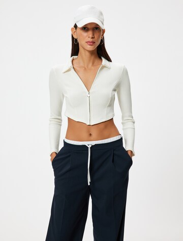 Koton Knit Cardigan in White: front
