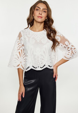 Camicia da donna di faina in bianco: frontale