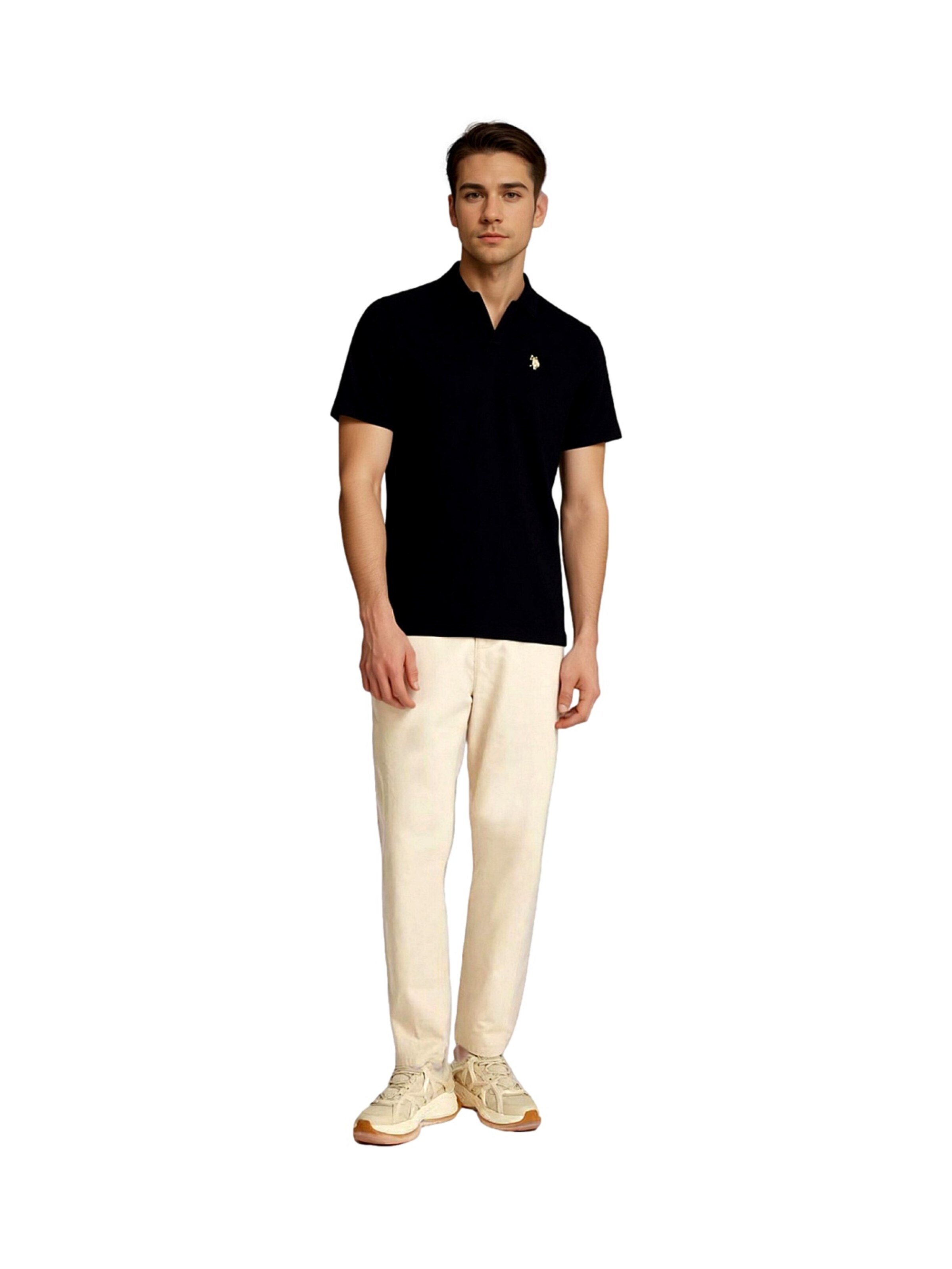 U.S. POLO ASSN. Shirt 'Knopflos' in Zwart