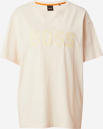 T-shirt BOSS Orange en beige : devant