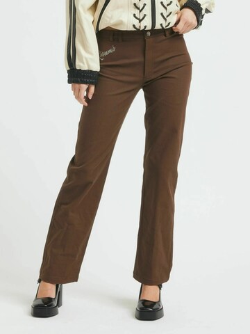 Résumé Normální Kalhoty 'Cassie' – hnědá: přední strana