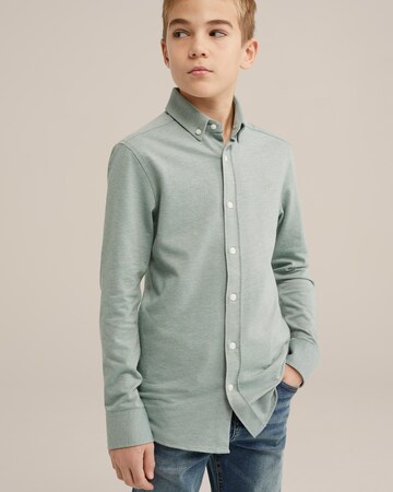 WE Fashion Regular fit Button up shirt in Green: front