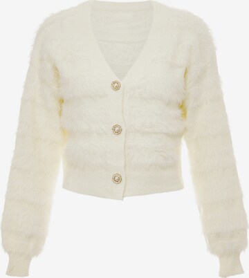 swirly Knit cardigan in White: front