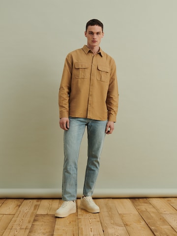 DAN FOX APPAREL Regular fit Button Up Shirt 'Arthur' in Beige