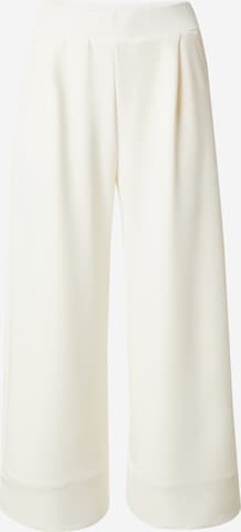 Rich & Royal Wide leg Pleat-Front Pants in White: front