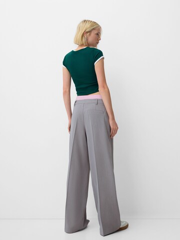 Bershka Wide Leg Hose in Grau