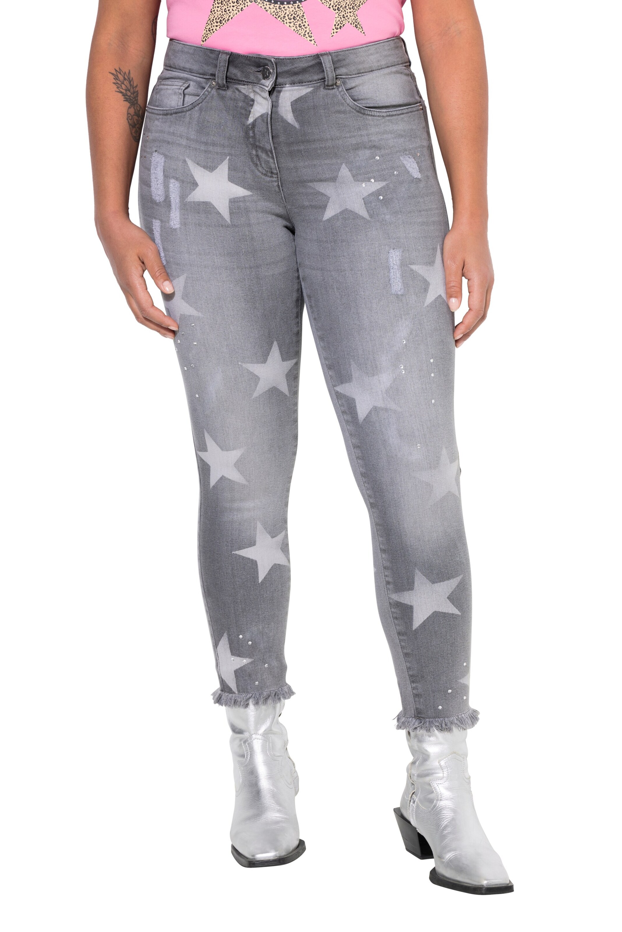 Angel of Style Skinny Jeans in Grey: front