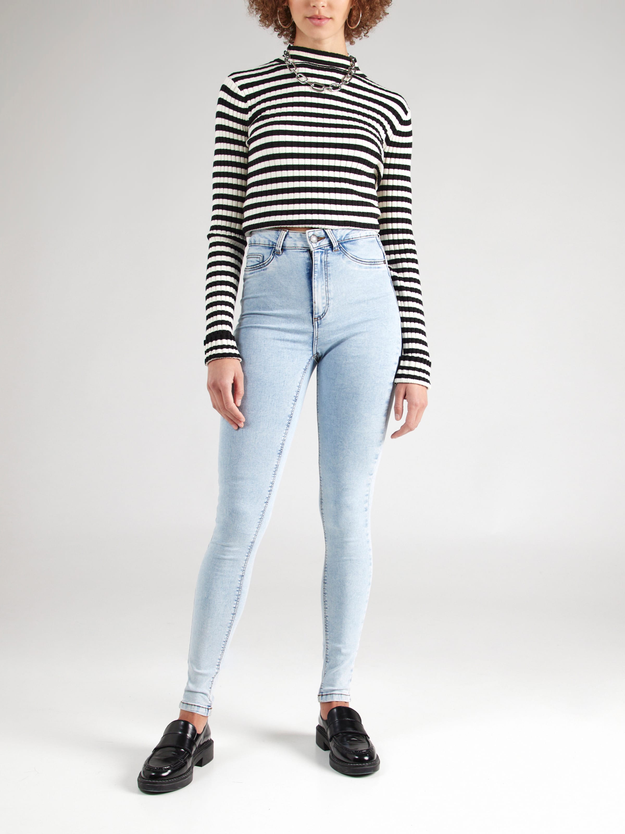 Blue and white striped skinny jeans best sale