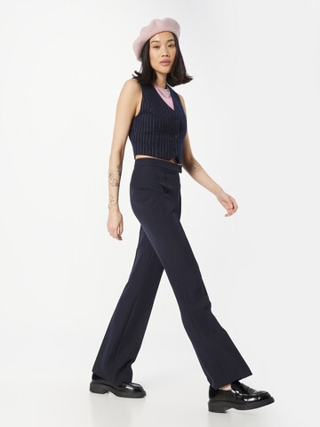 MORE & MORE Flared Pleated Pants in Blue
