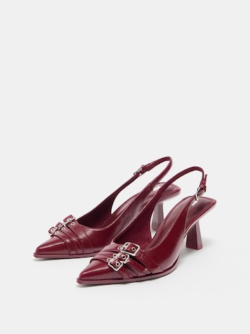 Pull&Bear Čevlji s peto in s paščki | rdeča barva