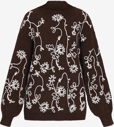 Laisvas megztinis iš usha FESTIVAL, spalva – tamsiai ruda / balta, Prekių apžvalga